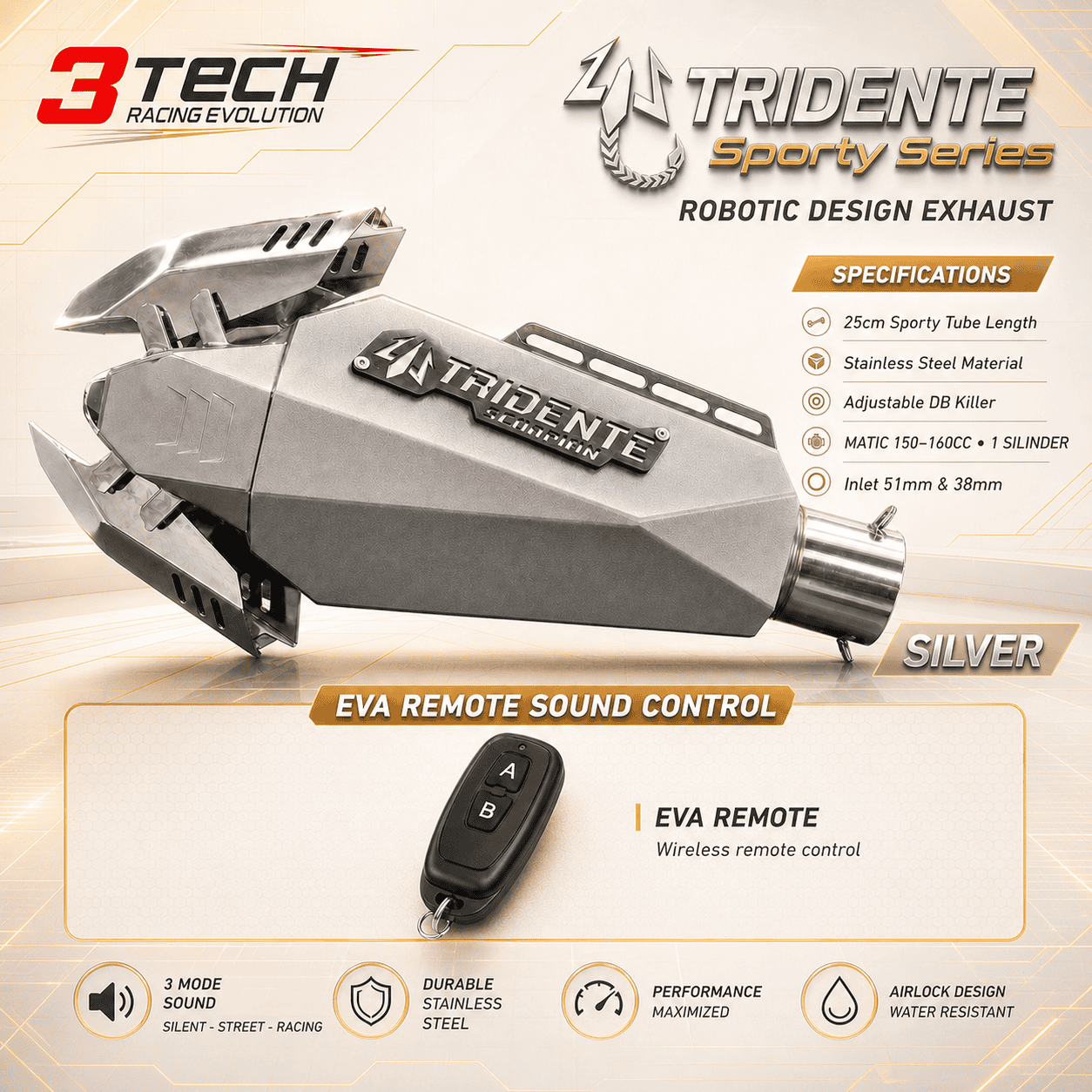 Tridente Scorpion Robotics EVA Remote Motor Matic 150cc–160cc 1 Silinder