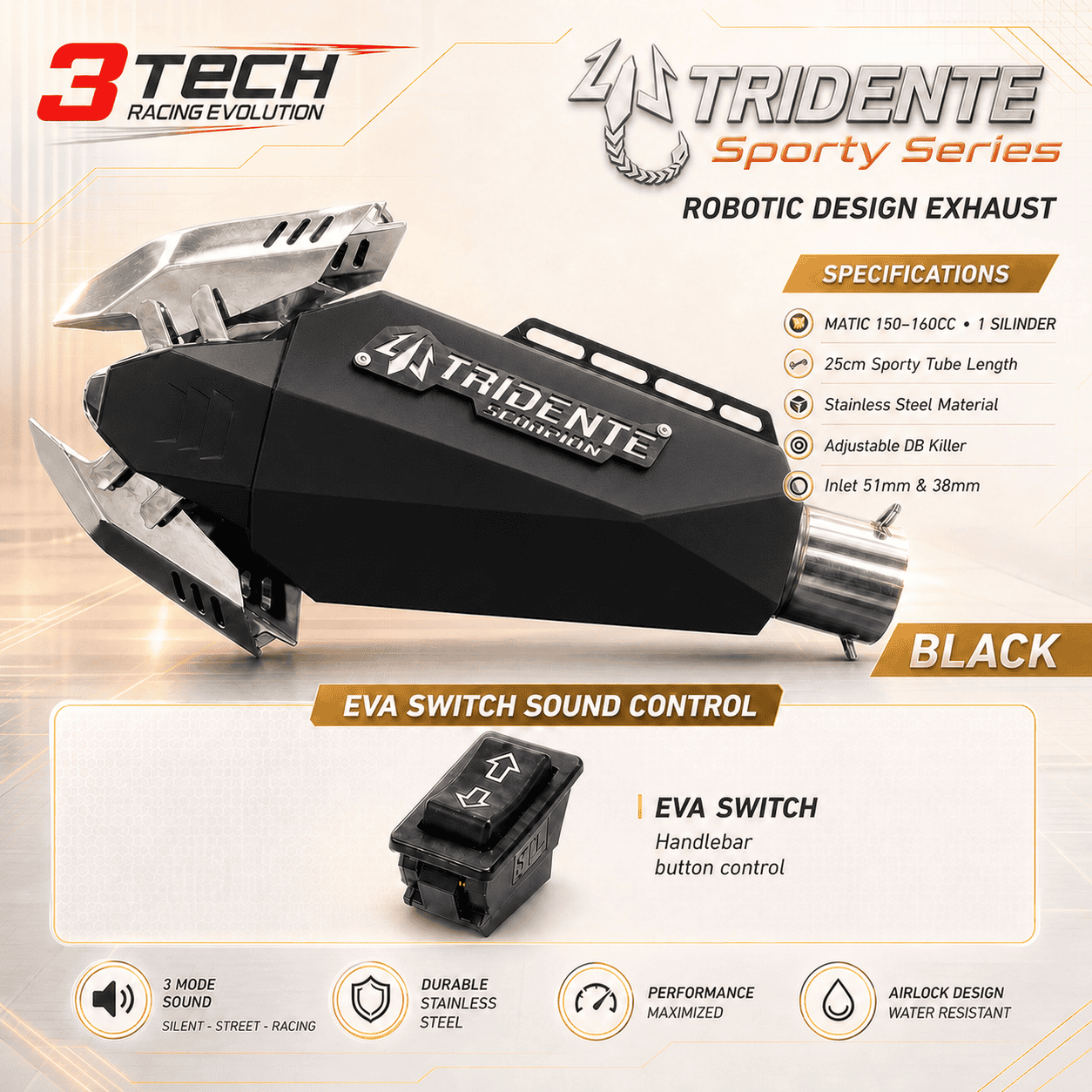 Tridente Scorpion Robotics EVA Switch Motor Matic 150cc–160cc 1 Silinder - Image 2