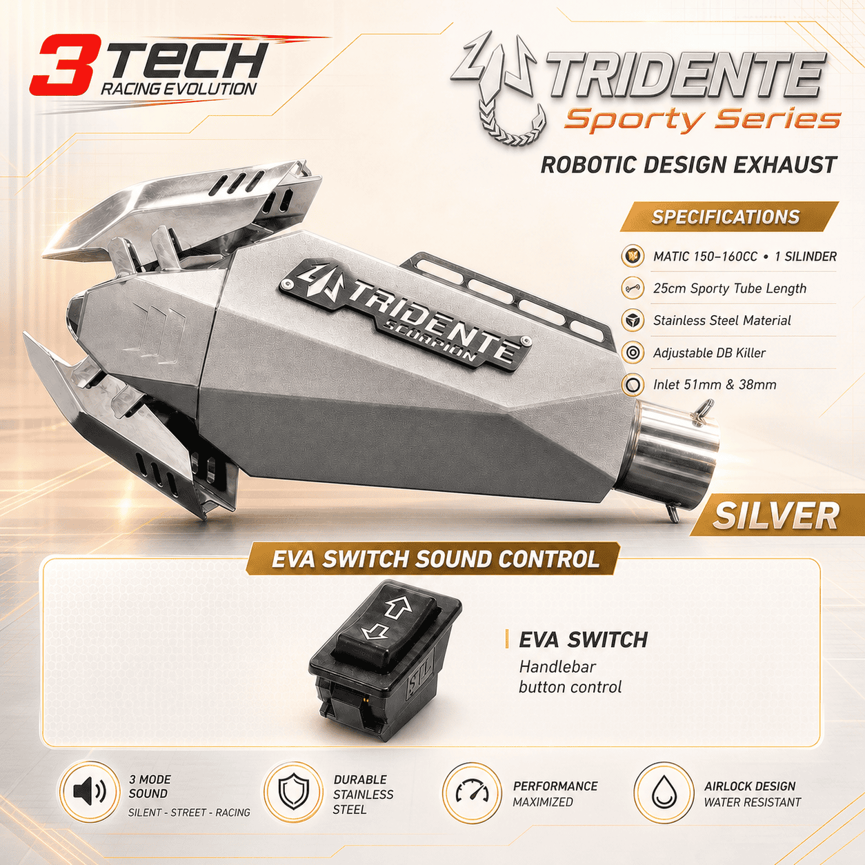 Tridente Scorpion Robotics EVA Switch Motor Matic 150cc–160cc 1 Silinder