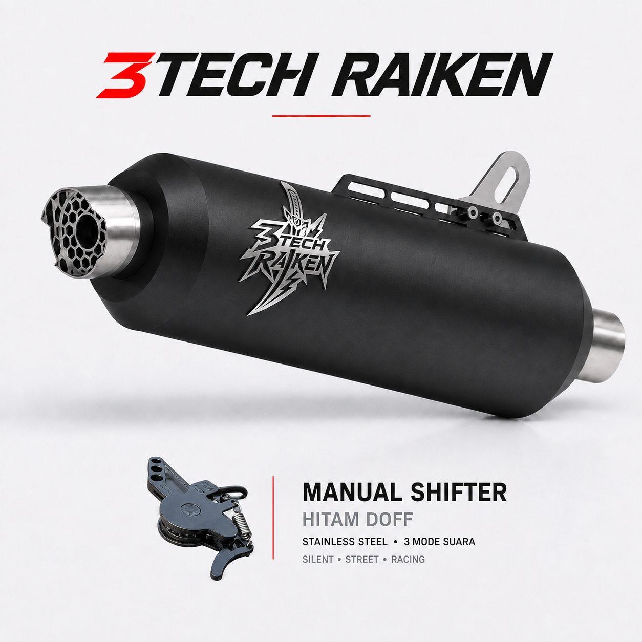 3tech Raiken Daily Hitam Doff-Manual Shifter